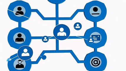 Visual representation of a networking concept with interconnected user icons and data points - Powered by Adobe