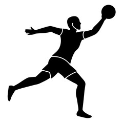 Black Handball Player Icon Vector