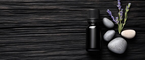 Dark Essential Oil with Stones and Lavender