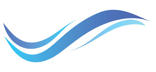 This image features flowing, stylized blue waves against a white background.	