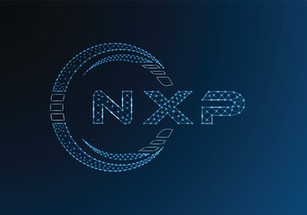 NXP low poly letter logo vector design. NXP lower poly logo design. Low poly logo.