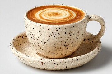 Artistic Presentation of a Delicious Cappuccino in a Speckled Ceramic Cup Set