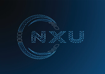 NXU low poly letter logo vector design. NXU lower poly logo design. Low poly logo.