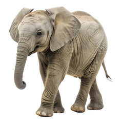 Obraz premium Majestic young African elephant walking on a transparent background