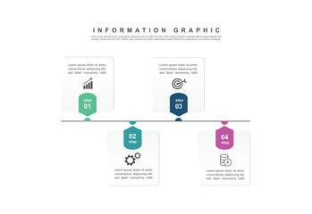 design template banner infographic. 4 step process information or presentation with icons