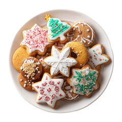 Christmas cookies plate isolated on transparent background png