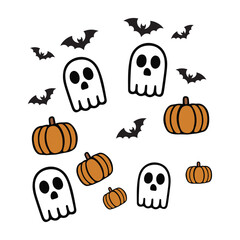 Spooky and Cute Halloween Stickers  Illustration Design