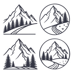 Majestic mountain scenes capture the essence of outdoor exploration, featuring winding trails, towering trees, and serene natural beauty