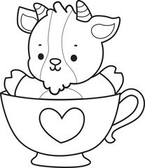 Coloring pages of cute goat animal icon stickers.
