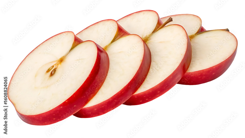 Poster apple isolated png red apple and a half with leaf on transparent background png format red apples wi