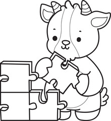 Coloring pages of cute goat animal icon stickers.
