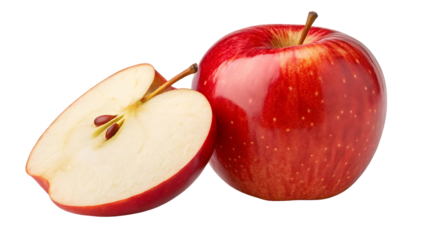 apple isolated png red apple and a half with leaf on transparent background png format red apples with no background full depth of field