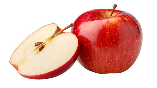 apple isolated png red apple and a half with leaf on transparent background png format red apples with no background full depth of field