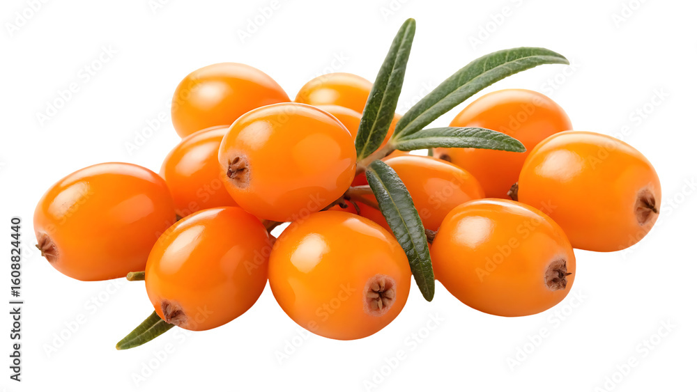 Aufkleber buckthorn isolated sea buckthorn collection on white background buckthorn berries set with clipping 