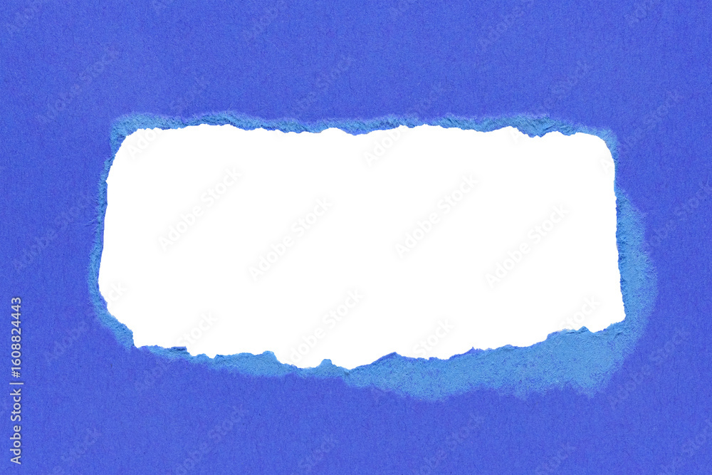 Poster blue torn paper or cardboard message backdrop with rough edges and blank copy space for text in the 