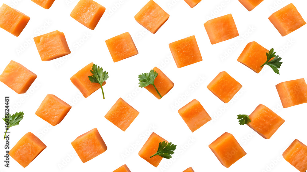 Poster carrot cubes png carrot cube on transparent background perfect retouched cut carrot no background to