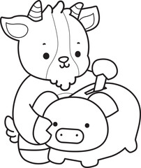 Coloring pages of cute goat animal icon stickers.
