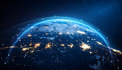 Earth, night view, connected globally