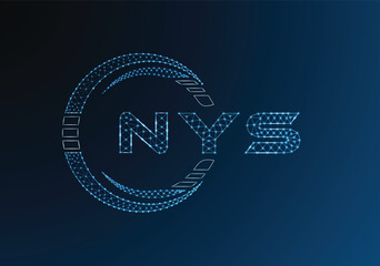 NYS low poly letter logo vector design. NYS lower poly logo design. Low poly logo.