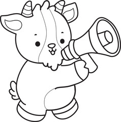 Coloring pages of cute goat animal icon stickers.
