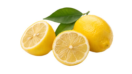 lemon fruit with half isolated png whole lemon and a half on transparent background png format lemons isolated full depth of field
