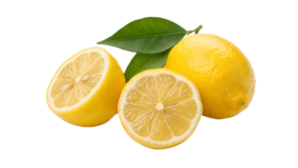lemon fruit with half isolated png whole lemon and a half on transparent background png format lemons isolated full depth of field