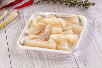 Raw squid rings for cooking