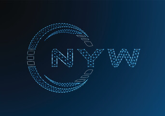 NYW low poly letter logo vector design. NYW lower poly logo design. Low poly logo.
