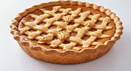 Warm Autumnal Thanksgiving Pie Cooling on White Table