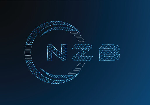 NZB low poly letter logo vector design. NZB lower poly logo design. Low poly logo.