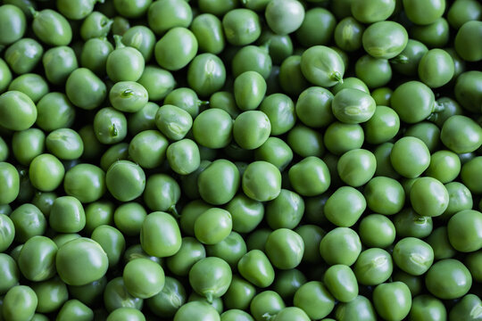 Shelled green peas close-up in natural light