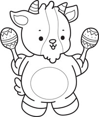 Coloring pages of cute goat animal icon stickers.
