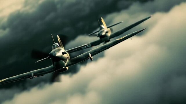 WWII aerial dogfight Spitfire vs Messerschmitt 4K Videos 