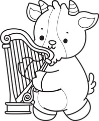 Coloring pages of cute goat animal icon stickers.
