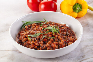 Black eye beans wutg tomato sauce