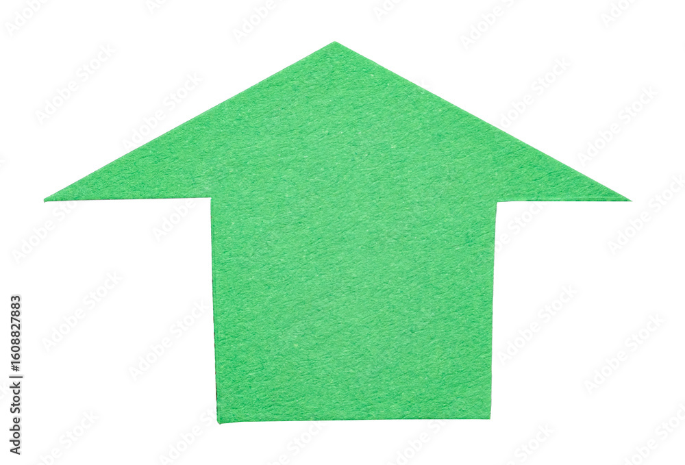 Poster isolated cut out green paper cardboard arrow direction sign with texture rough edges and copy space 