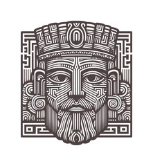 man or king face line drawing - guilloche style (artwork 1)
