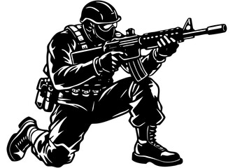 Soldier with Rifle Silhouette PNG &ndash; Military Combatant