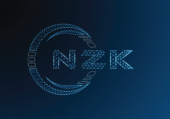 NZK low poly letter logo vector design. NZK lower poly logo design. Low poly logo.