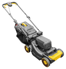 Fototapeta premium Yellow electric lawn mower