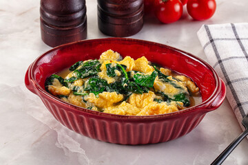 Omelette with spinach for breakfast