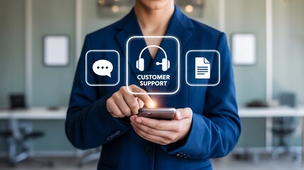 Customer Support Service Solutions Online Communication Helpline and File Access on Mobile Technology Assistance Digital
