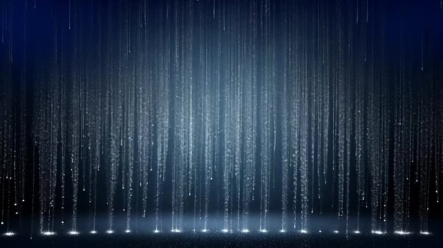 Sparkling silver glitter rain on dark background