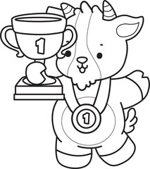 Coloring pages of cute goat animal icon stickers.
