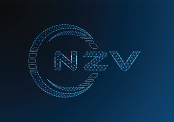NZV low poly letter logo vector design. NZV lower poly logo design. Low poly logo.