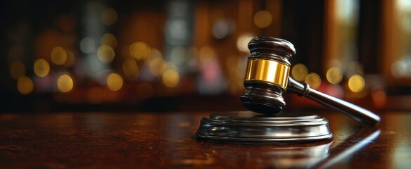 The Gavel Symbolizing Justice in a Courtroom Setting