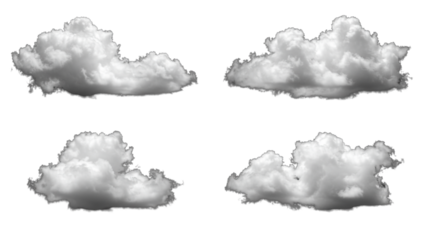 High-Quality Isolated White Clouds on Black Background for Digital Compositing