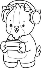 Coloring pages of cute goat animal icon stickers.
