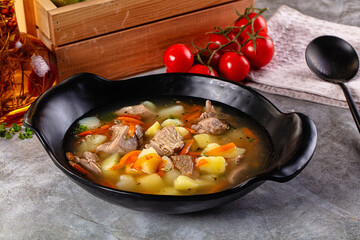 Chicken homemade soup with potato