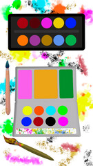 pinceaux et palettes de peinture, format 16:9, PNG fond transparent